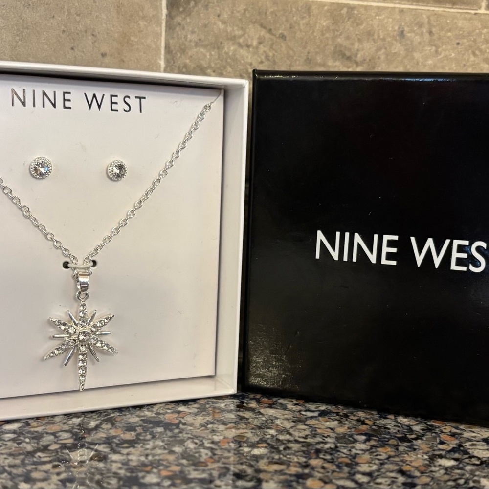 Nine West Silver Necklace and Earring Set - Picture 2 of 5